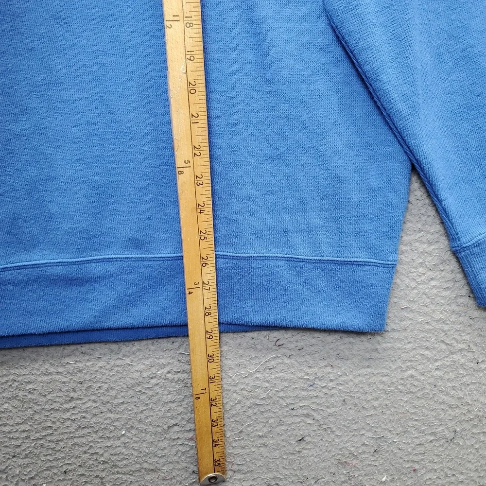 Lands' End Sweater Mens Large Blue Knit Ribbed Hem & Cuff Quarter Zip Pullover